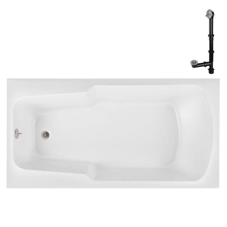 72'' x 36'' Glossy White Acrylic Drop-In Soaking Bathtub