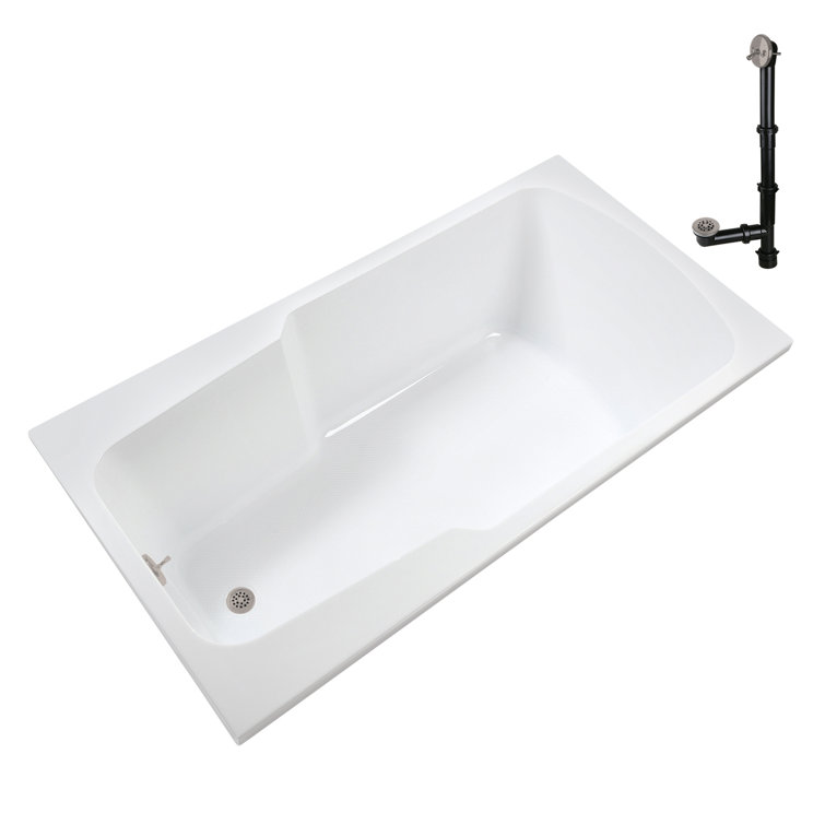 72'' x 36'' Glossy White Acrylic Drop-In Soaking Bathtub