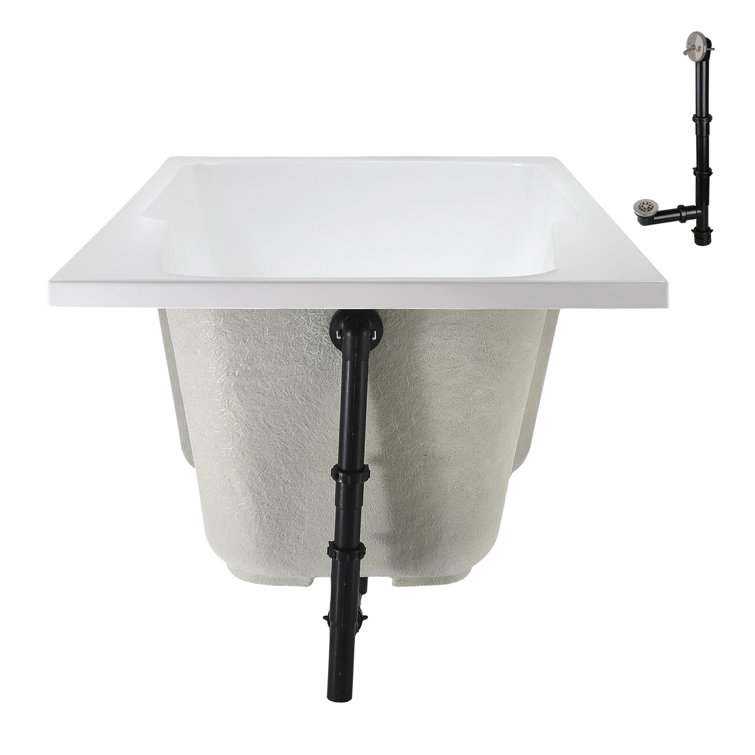 72'' x 36'' Glossy White Acrylic Drop-In Soaking Bathtub