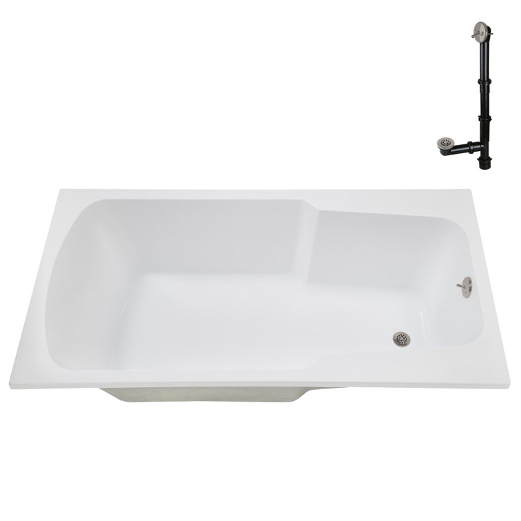 72'' x 36'' Glossy White Acrylic Drop-In Soaking Bathtub