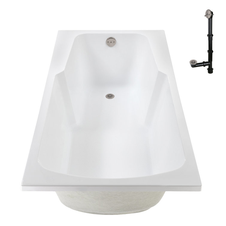 72'' x 36'' Glossy White Acrylic Drop-In Soaking Bathtub