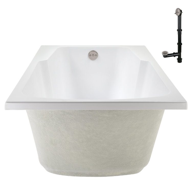72'' x 36'' Glossy White Acrylic Drop-In Soaking Bathtub