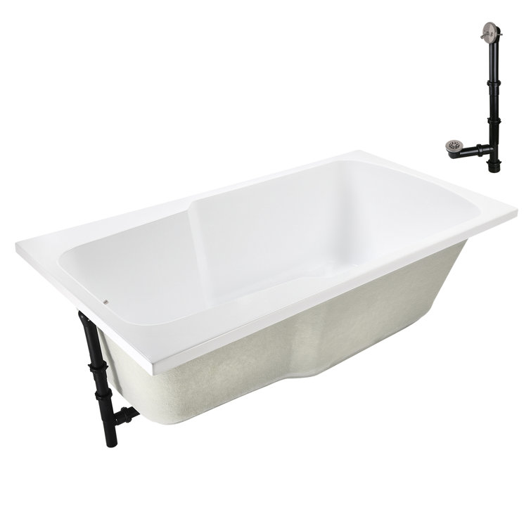 72'' x 36'' Glossy White Acrylic Drop-In Soaking Bathtub