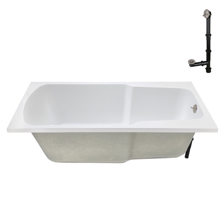 72'' x 36'' Glossy White Acrylic Drop-In Soaking Bathtub