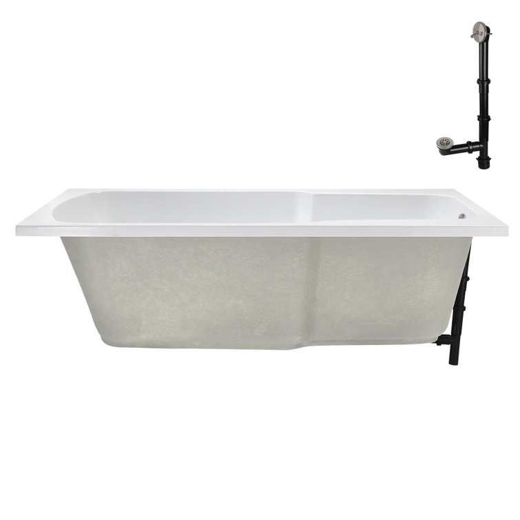 72'' x 36'' Glossy White Acrylic Drop-In Soaking Bathtub