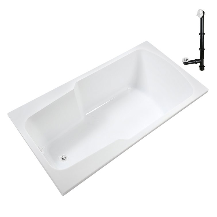 72'' x 36'' Glossy White Acrylic Soaking Drop-In Bathtub