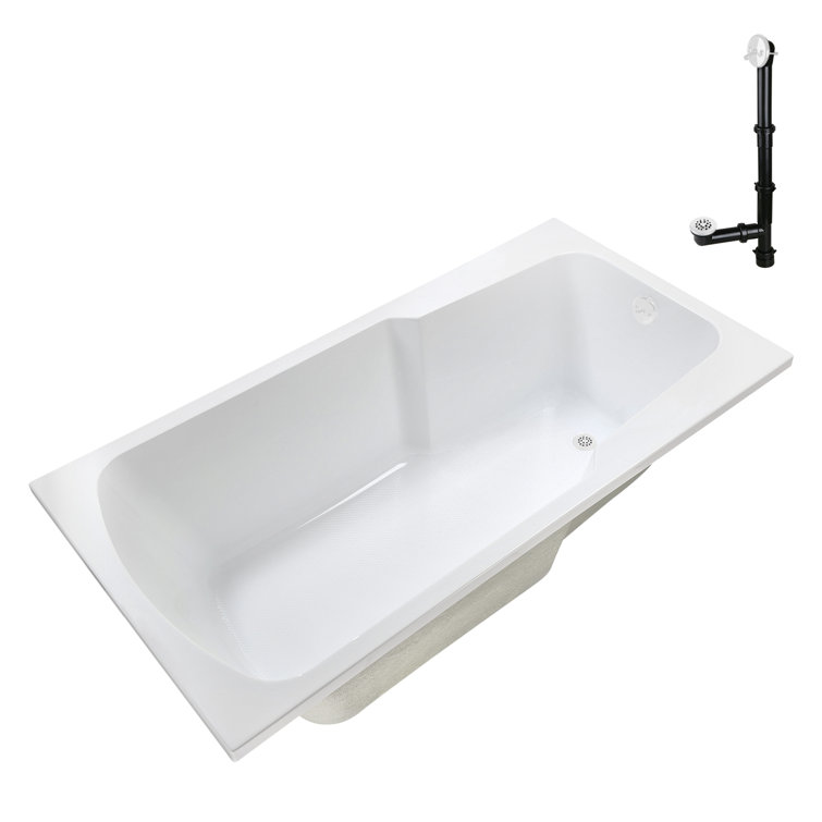 72'' x 36'' Glossy White Acrylic Soaking Drop-In Bathtub