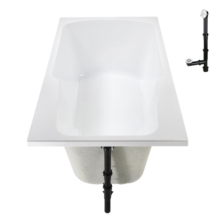 72'' x 36'' Glossy White Acrylic Soaking Drop-In Bathtub