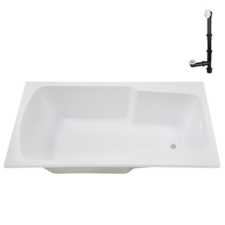 72'' x 36'' Glossy White Acrylic Soaking Drop-In Bathtub