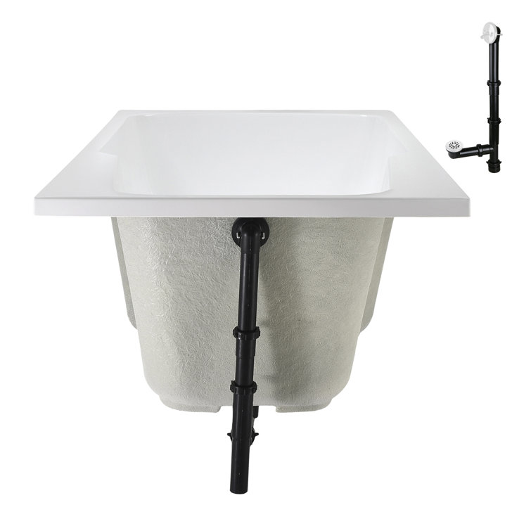 72'' x 36'' Glossy White Acrylic Soaking Drop-In Bathtub