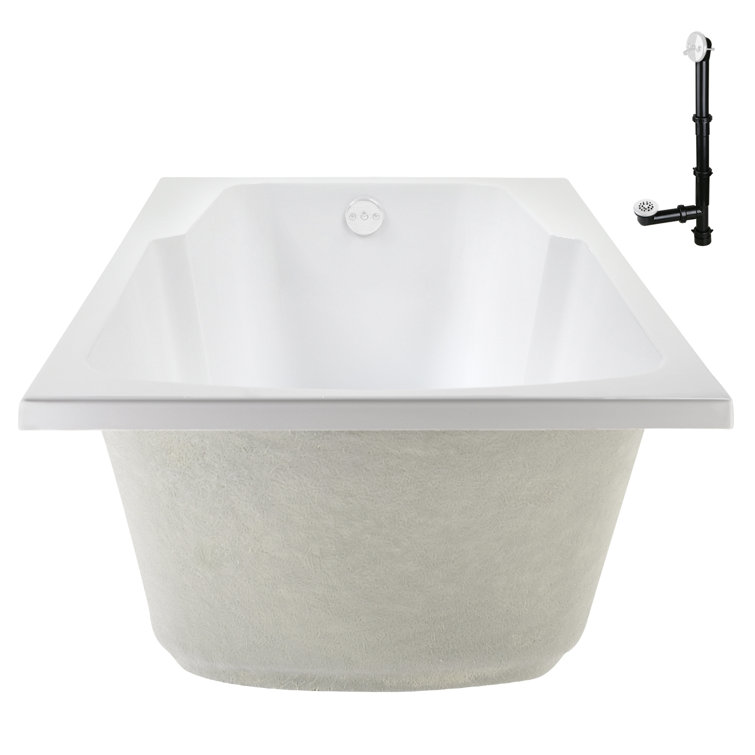 72'' x 36'' Glossy White Acrylic Soaking Drop-In Bathtub