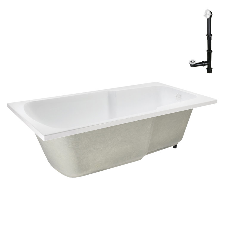 72'' x 36'' Glossy White Acrylic Soaking Drop-In Bathtub