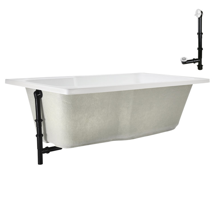 72'' x 36'' Glossy White Acrylic Soaking Drop-In Bathtub