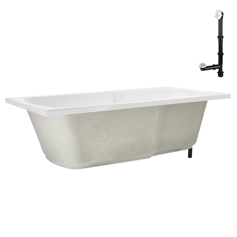 72'' x 36'' Glossy White Acrylic Soaking Drop-In Bathtub