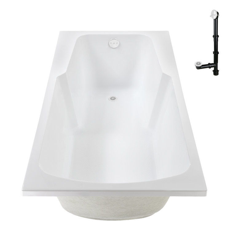 72'' x 36'' Glossy White Acrylic Soaking Drop-In Bathtub