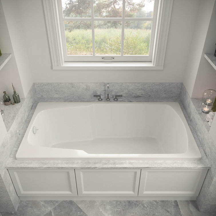 72'' x 36'' Glossy White Acrylic Soaking Drop-In Bathtub