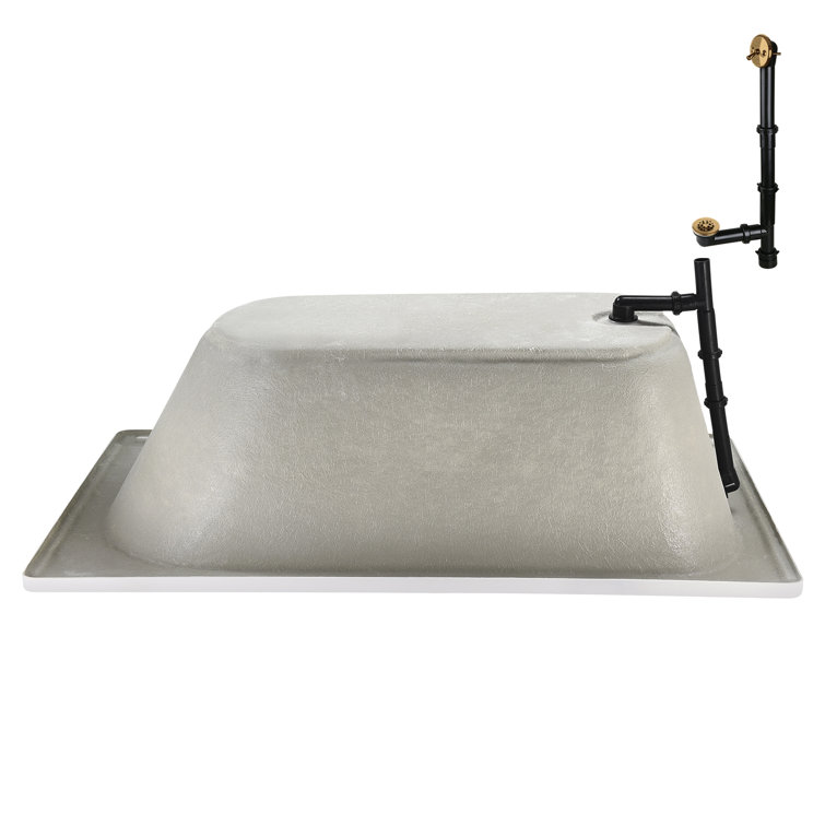 72" Glossy White Acrylic Drop-In Soaking Bathtub with Brushed Gold Trim