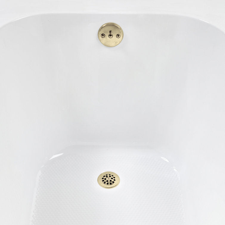 72" x 36" Glossy White Acrylic Soaking Drop-In Bathtub with Polished Brass Drain