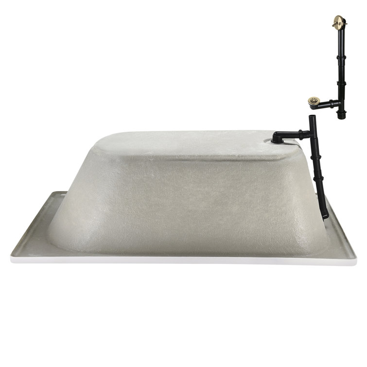 72" x 36" Glossy White Acrylic Soaking Drop-In Bathtub with Polished Brass Drain