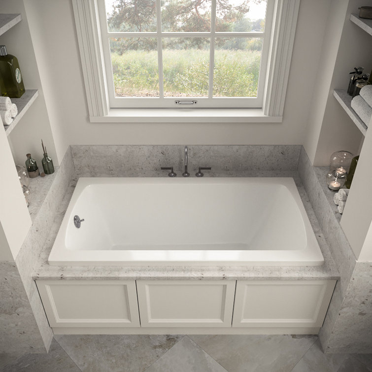 60'' x 32'' Glossy White Acrylic Soaking Drop-In Bathtub