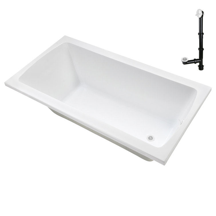 66" x 34" Glossy White Acrylic Soaking Drop-In Bathtub