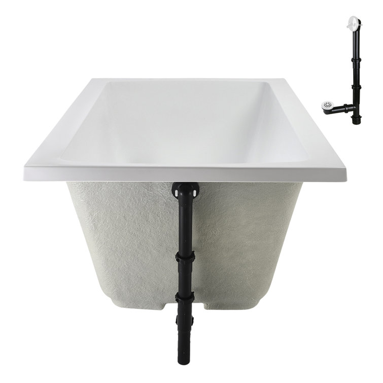 66" x 34" Glossy White Acrylic Soaking Drop-In Bathtub