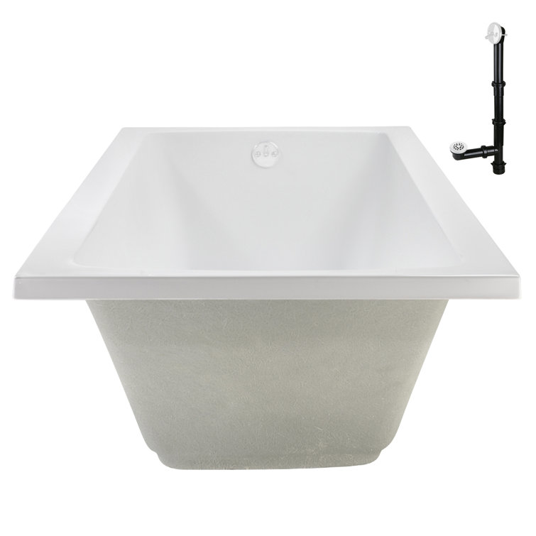 66" x 34" Glossy White Acrylic Soaking Drop-In Bathtub