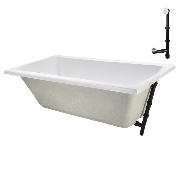 66" x 34" Glossy White Acrylic Soaking Drop-In Bathtub