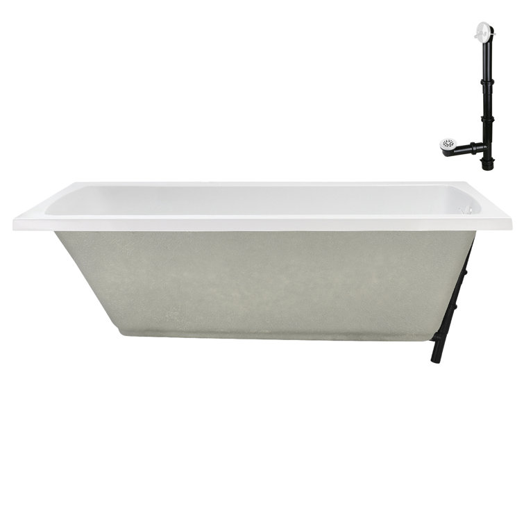 66" x 34" Glossy White Acrylic Soaking Drop-In Bathtub