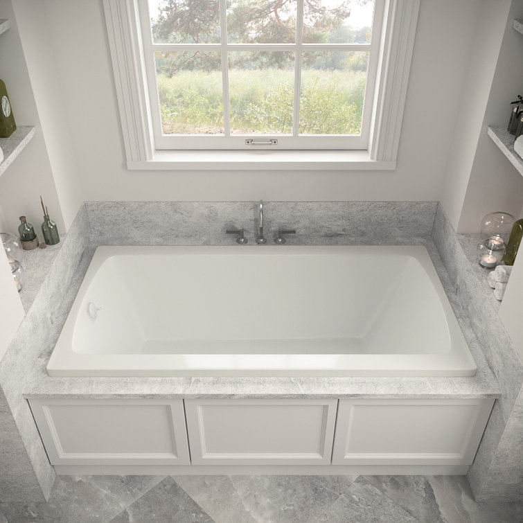 66" x 34" Glossy White Acrylic Soaking Drop-In Bathtub