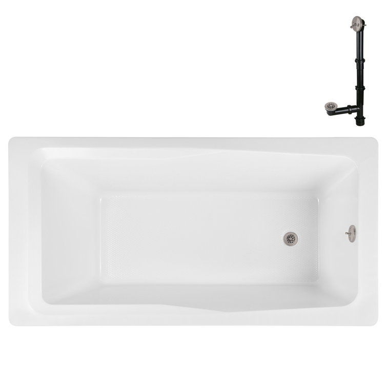 60'' x 32'' Glossy White Acrylic Soaking Drop-In Bathtub