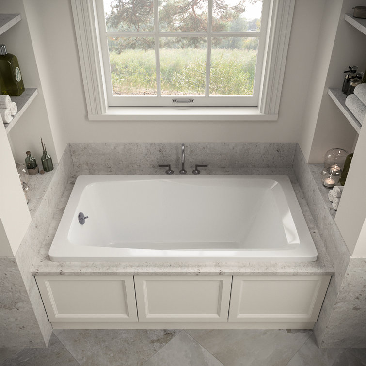 60'' x 32'' Glossy White Acrylic Soaking Drop-In Bathtub