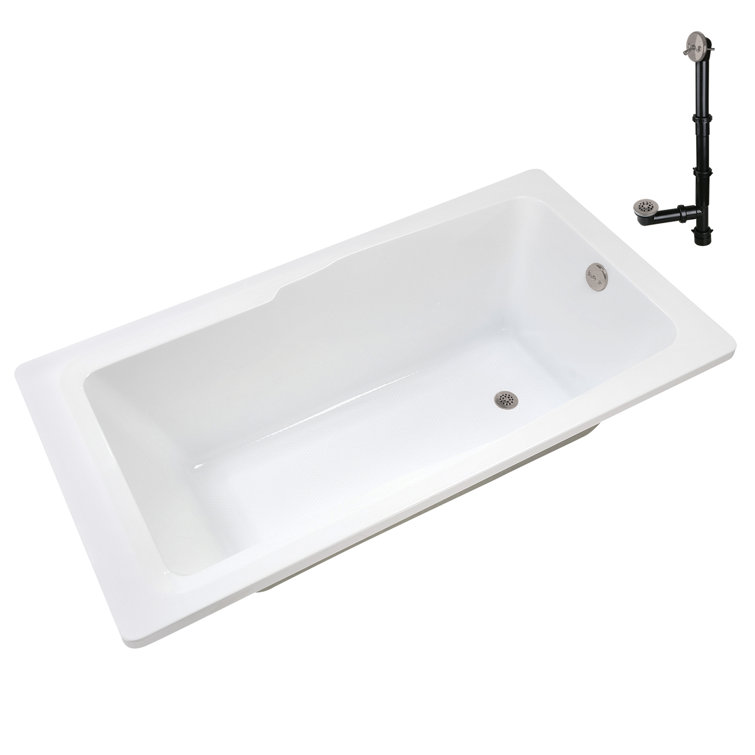 60'' x 32'' Glossy White Acrylic Soaking Drop-In Bathtub