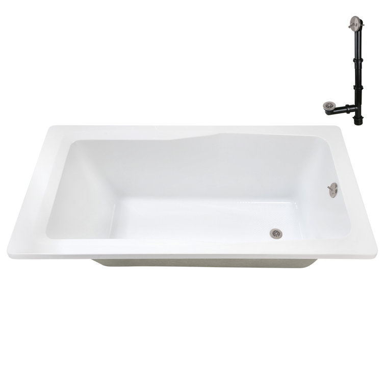 60'' x 32'' Glossy White Acrylic Soaking Drop-In Bathtub