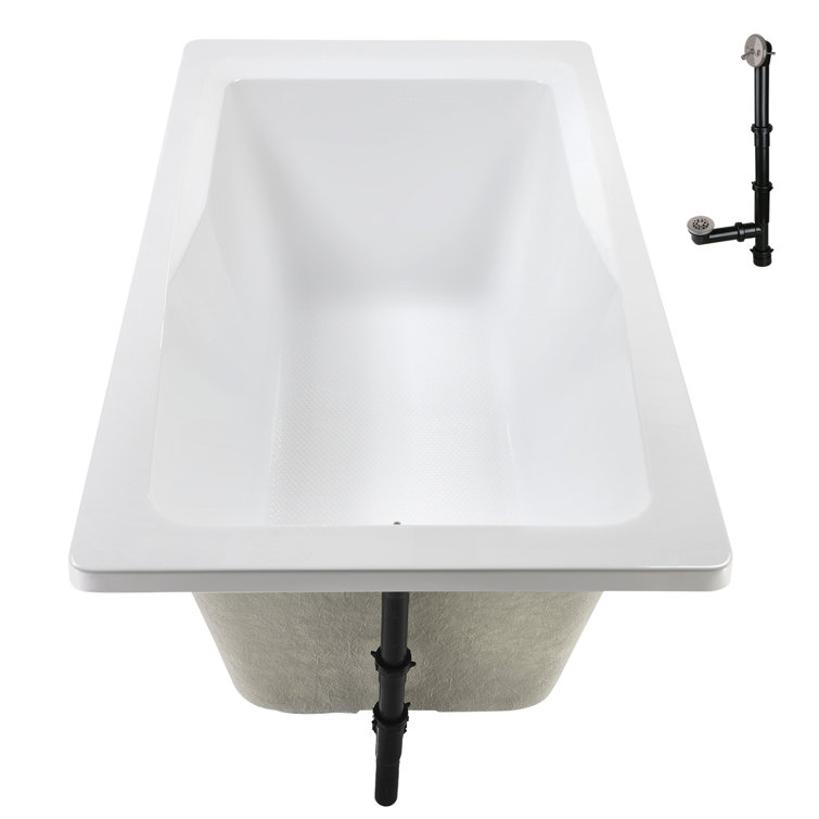 60'' x 32'' Glossy White Acrylic Soaking Drop-In Bathtub