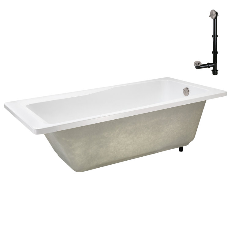 60'' x 32'' Glossy White Acrylic Soaking Drop-In Bathtub