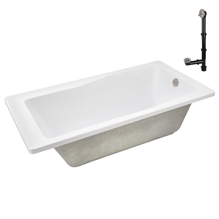 60'' x 32'' Glossy White Acrylic Soaking Drop-In Bathtub