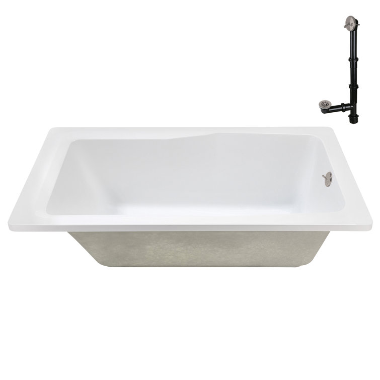 60'' x 32'' Glossy White Acrylic Soaking Drop-In Bathtub