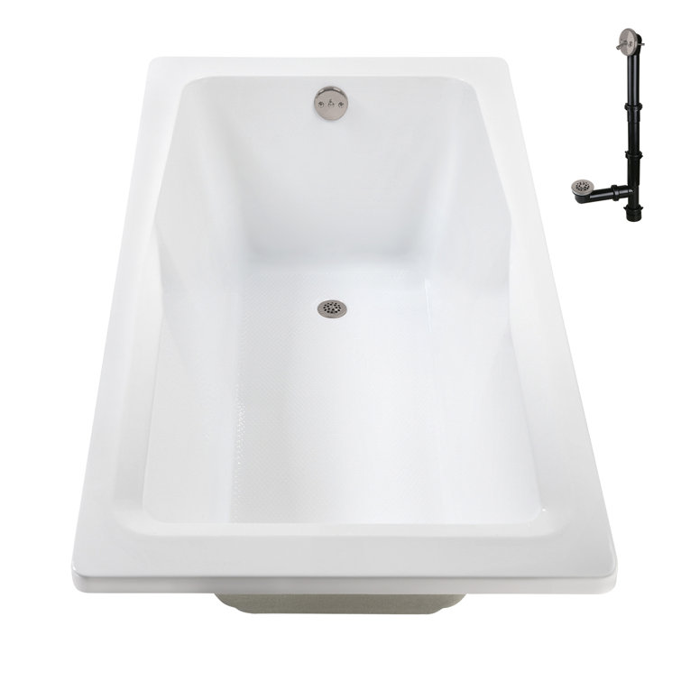 60'' x 32'' Glossy White Acrylic Soaking Drop-In Bathtub