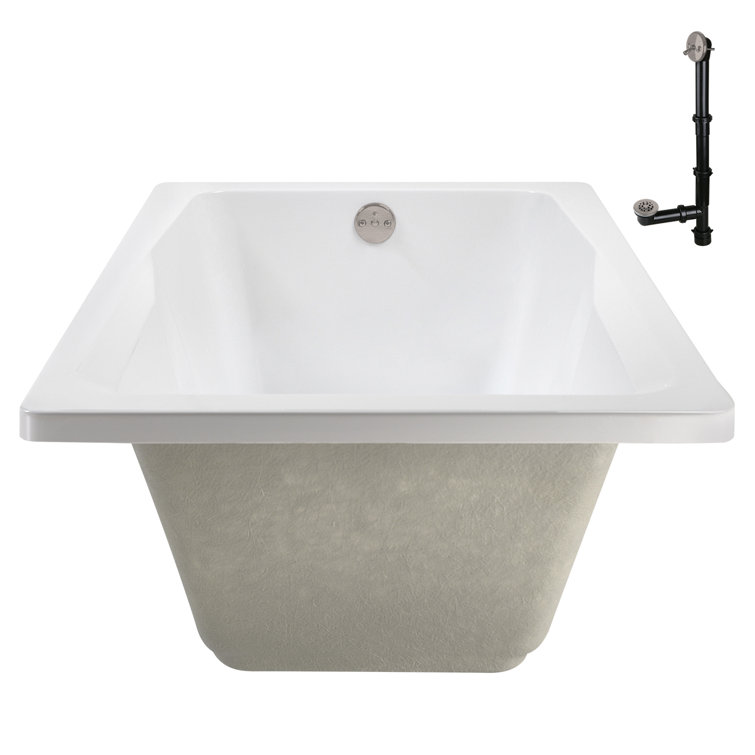 60'' x 32'' Glossy White Acrylic Soaking Drop-In Bathtub