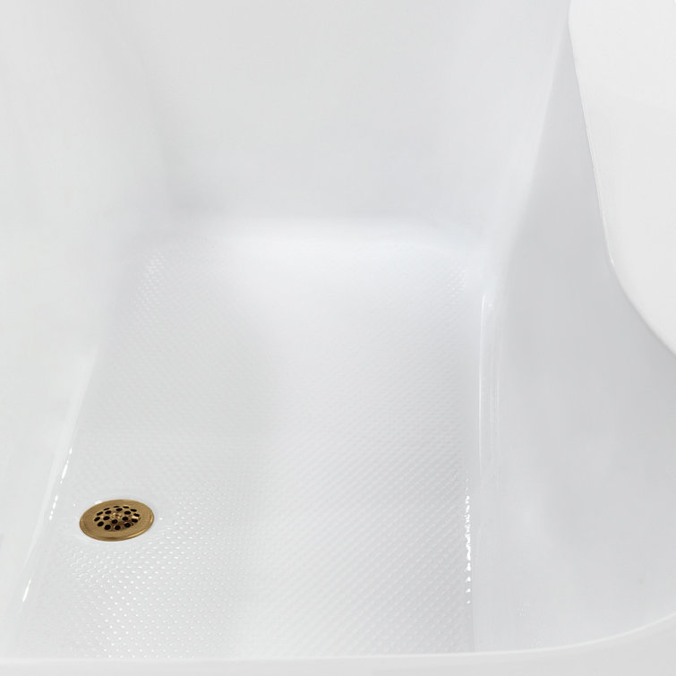 72'' Glossy White Acrylic Soaking Drop-In Bathtub with Brushed Gold Hardware