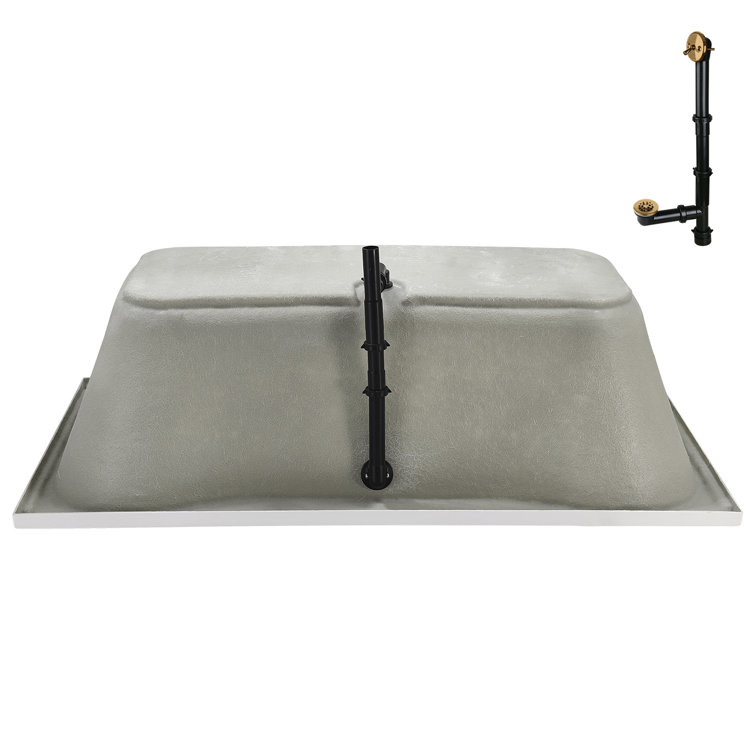 72'' Glossy White Acrylic Soaking Drop-In Bathtub with Brushed Gold Hardware