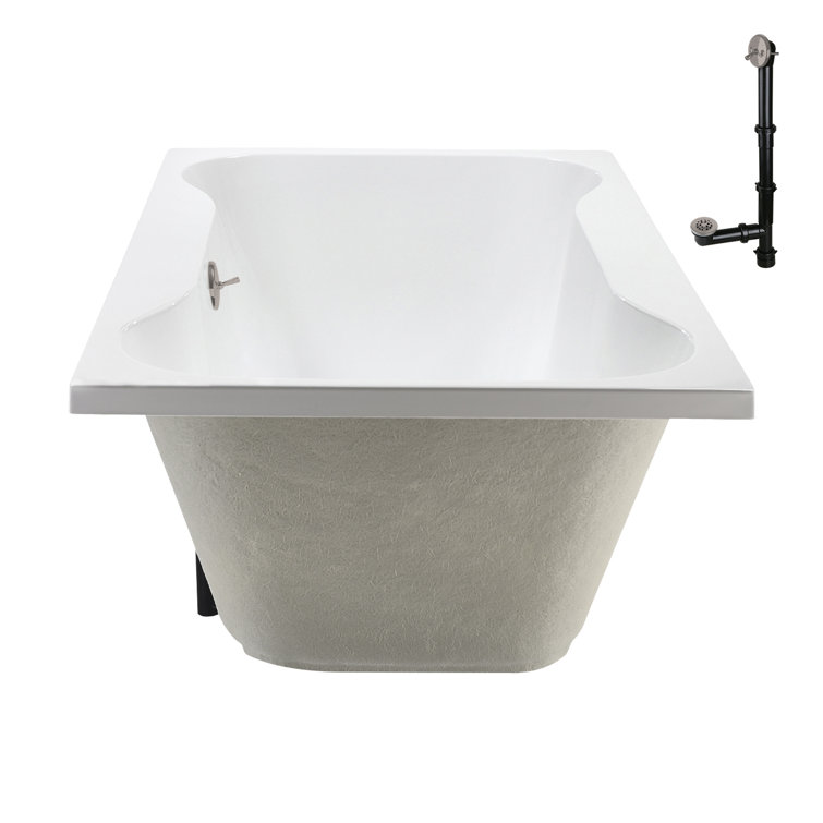 72'' x 36'' Glossy White Acrylic Soaking Drop-In Bathtub