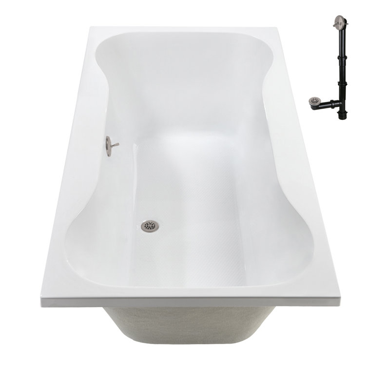 72'' x 36'' Glossy White Acrylic Soaking Drop-In Bathtub