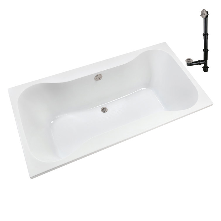 72'' x 36'' Glossy White Acrylic Soaking Drop-In Bathtub