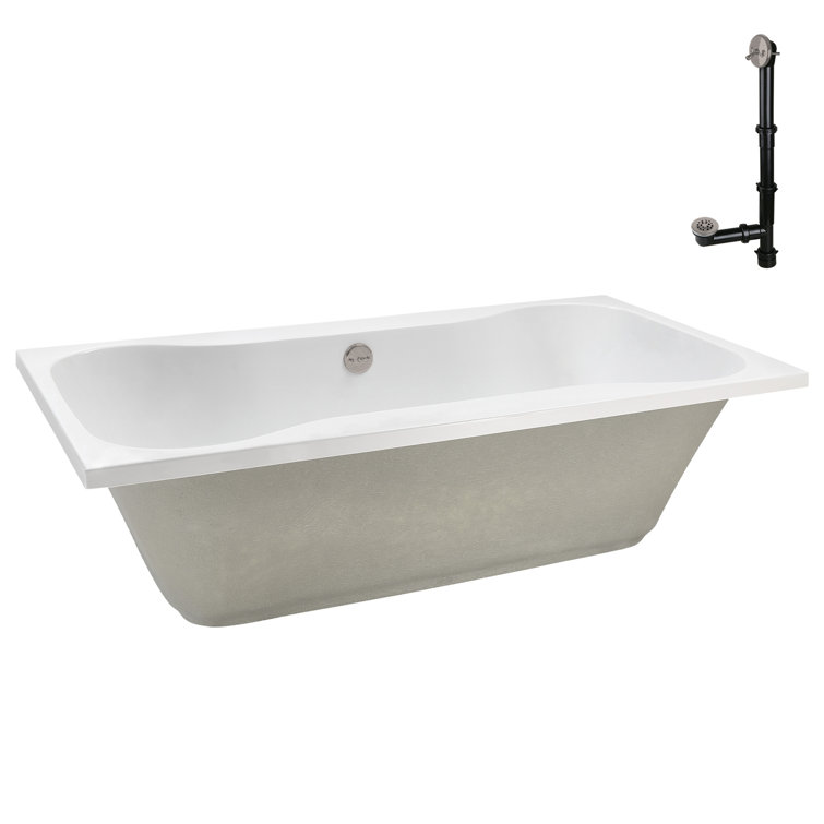 72'' x 36'' Glossy White Acrylic Soaking Drop-In Bathtub