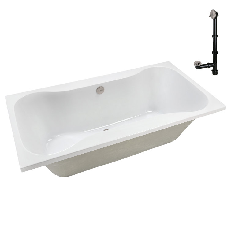 72'' x 36'' Glossy White Acrylic Soaking Drop-In Bathtub