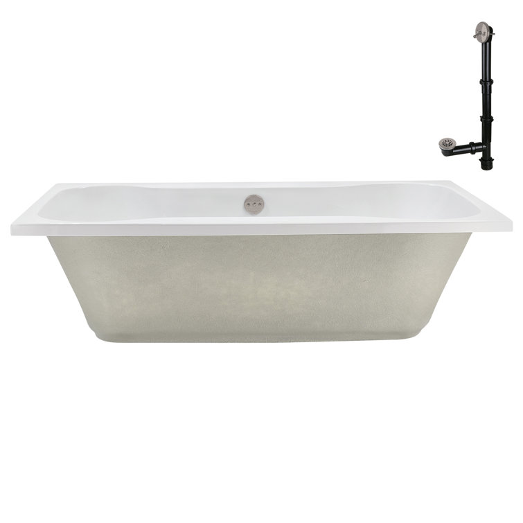 72'' x 36'' Glossy White Acrylic Soaking Drop-In Bathtub