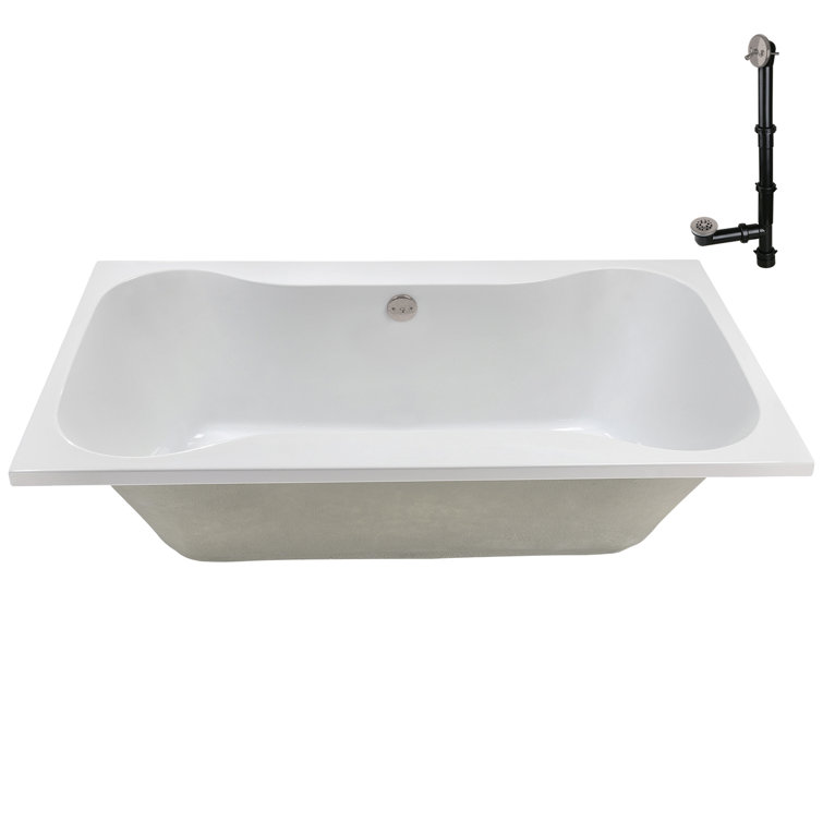 72'' x 36'' Glossy White Acrylic Soaking Drop-In Bathtub