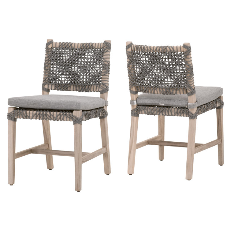 Costa Gray Teak Outdoor Dining Chairs with Cushions, Set of 2